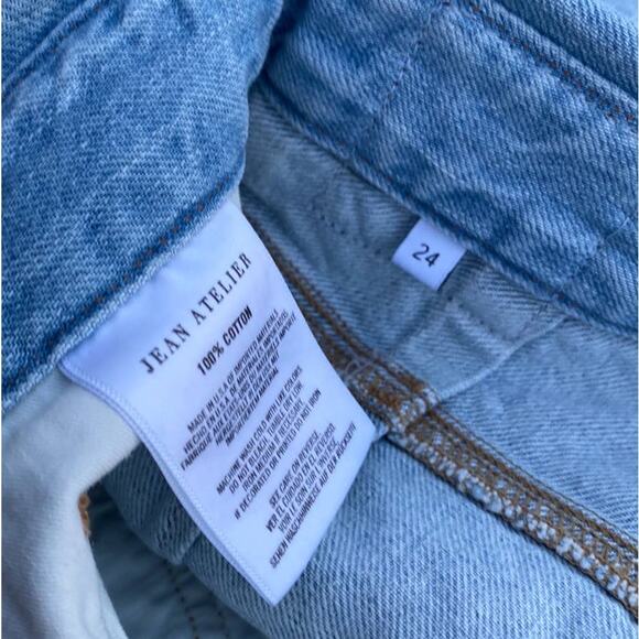 New Jean Atelier Cut Off Medium Wash Denim Mini Flip Skirt in Sky Color Size 24 - Picture 13 of 15